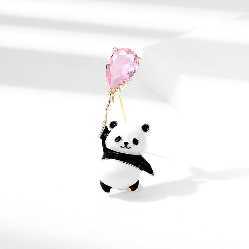 Broszka ozdobna Panda z kryształowym balonikiem BZ200