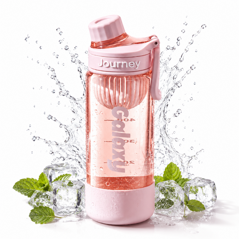 Butelka na wodę z uchwytem, sportowy bidon z miarką 800ML GALAXY różowy BD71R