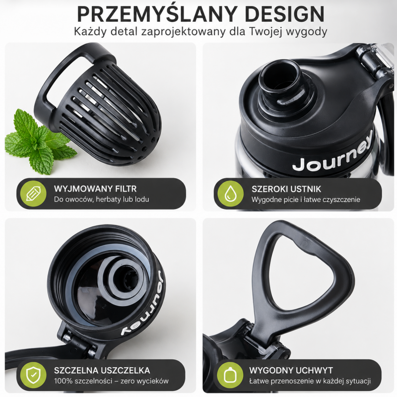 Butelka na wodę z uchwytem, sportowy bidon z miarką 800ML GALAXY różowy BD71R