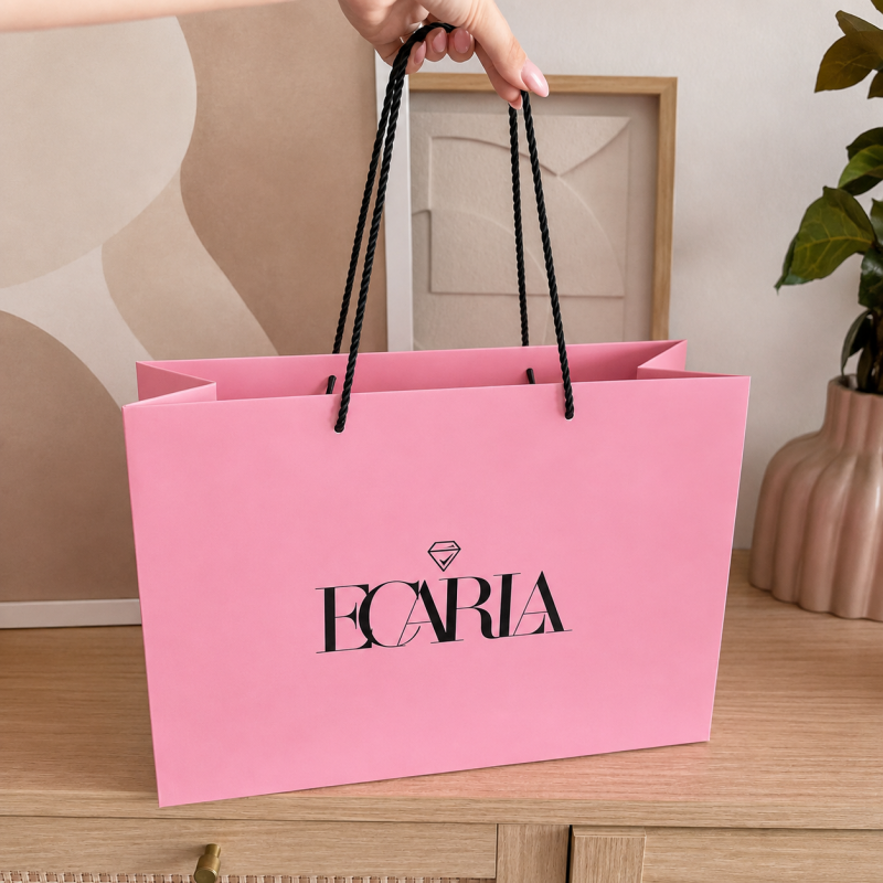 Torba ozdobna prezentowa duża 40x15x29cm, powlekana matowa, różowa z logo GF05