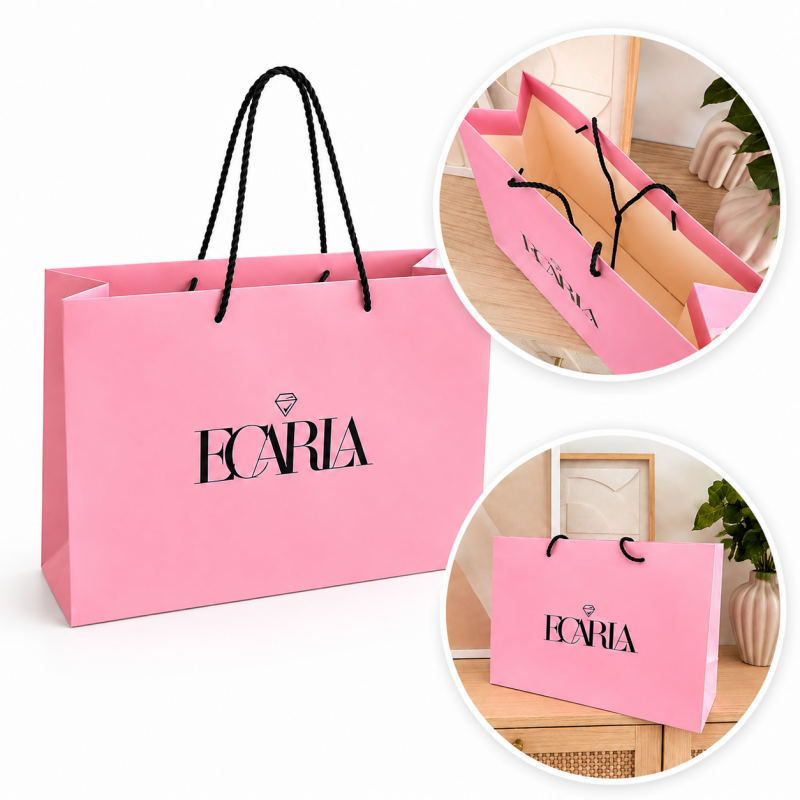 Torba ozdobna prezentowa duża 40x15x29cm, powlekana matowa, różowa z logo GF05