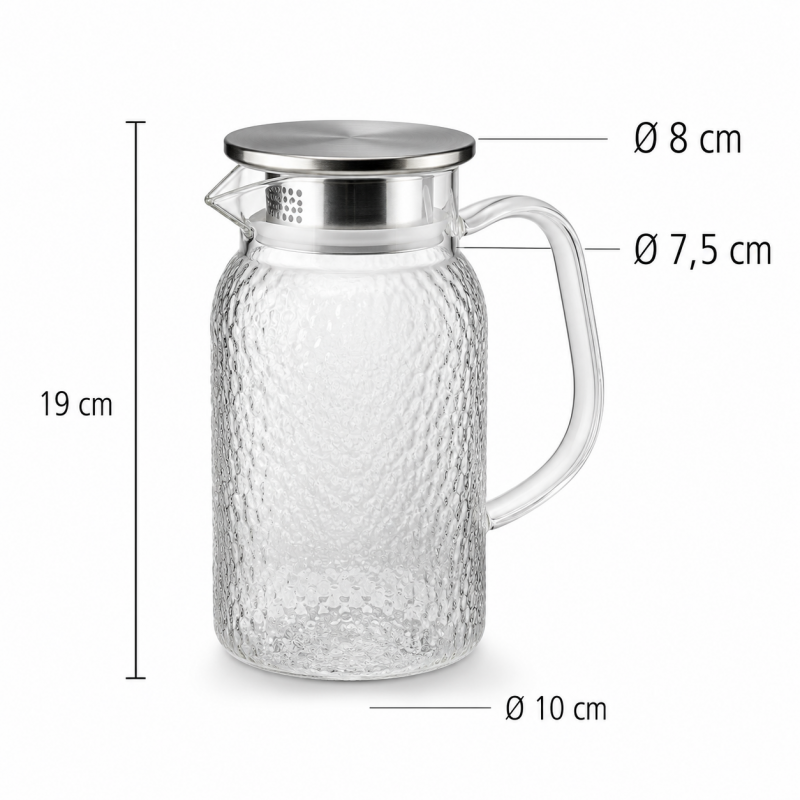 Dzbanek na wodę, napoję z uchwytem i pokrywką  z sitkiem 1000 ml 1szt DZ10