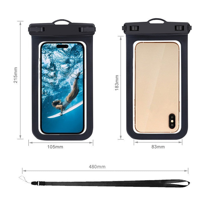 ETUI WODOODPORNE, wodoszczelny pokrowiec na telefon, ze smyczą, czarny CASE09
