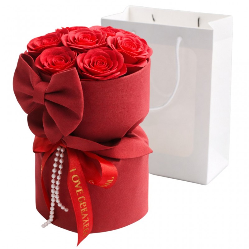 Flower box, bukiet zapachowych kwiatów mydlanych w pudełku 8szt. BUK24CZE