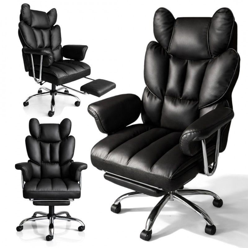 Fotel biurowy obrotowy RELAX PRO z podnóżkiem - ecoskóra czarny KO50CZ