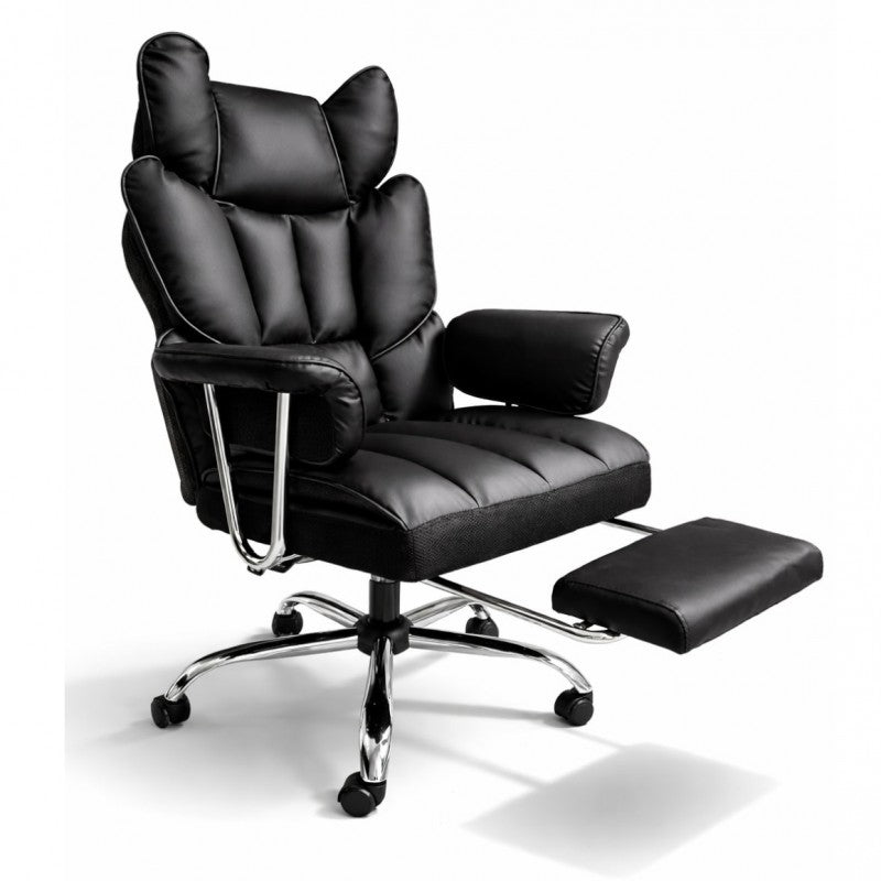 Fotel biurowy obrotowy RELAX PRO z podnóżkiem - ecoskóra czarny KO50CZ