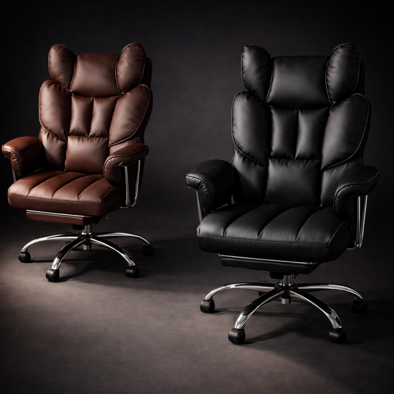 Fotel biurowy obrotowy RELAX PRO z podnóżkiem - ecoskóra czarny KO50CZ