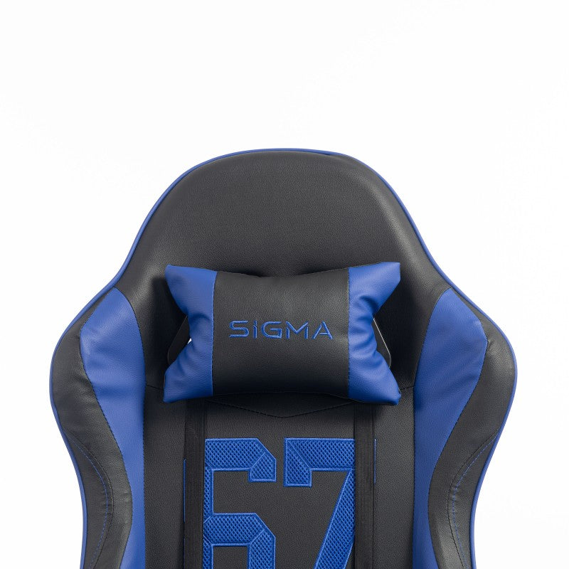 Fotel gamingowy młodzieżowy, obrotowy z podnóżkiem i poduszkami Blue KO55GRAN