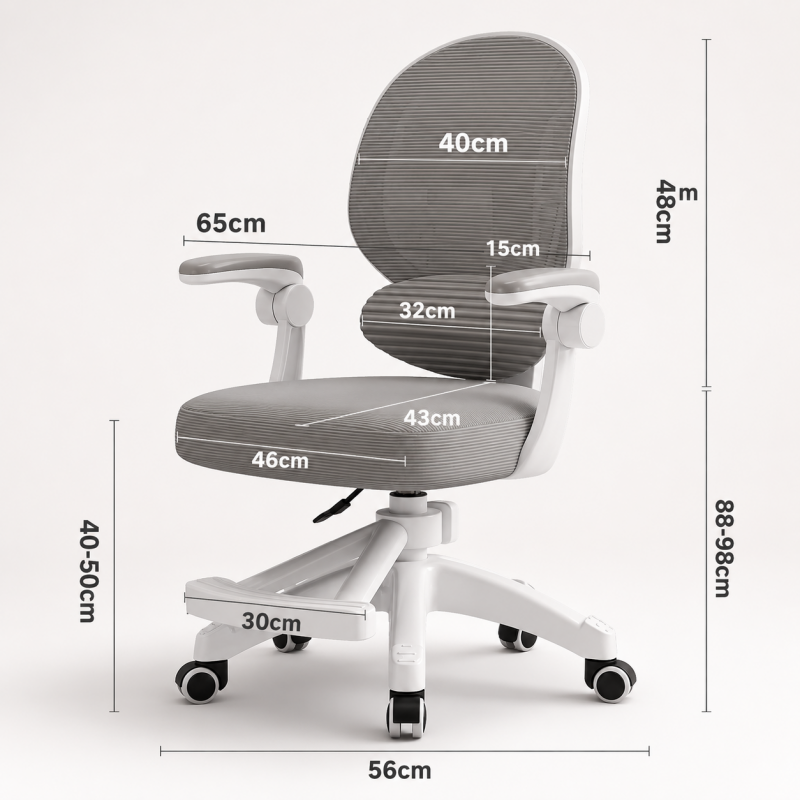 Fotel gamingowy, obrotowy do biurka dziecięcego KIDS GRAY KO53SZ