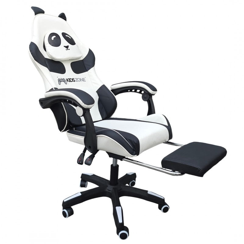Fotel gamingowy obrotowy PANDA z podnóżkiem i z masażerem KIDS ZONE KO34