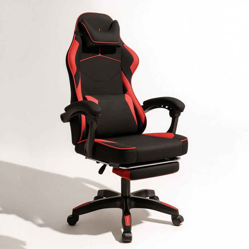 Fotel gamingowy obrotowy VECTOR z masażerem i podnóżkiem KO48CZE