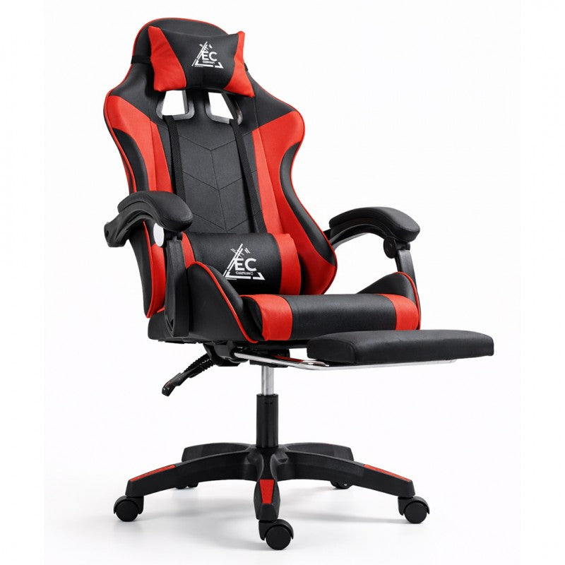 Fotel gamingowy obrotowy z podnóżkiem EC GAMING masażer KO24CZE