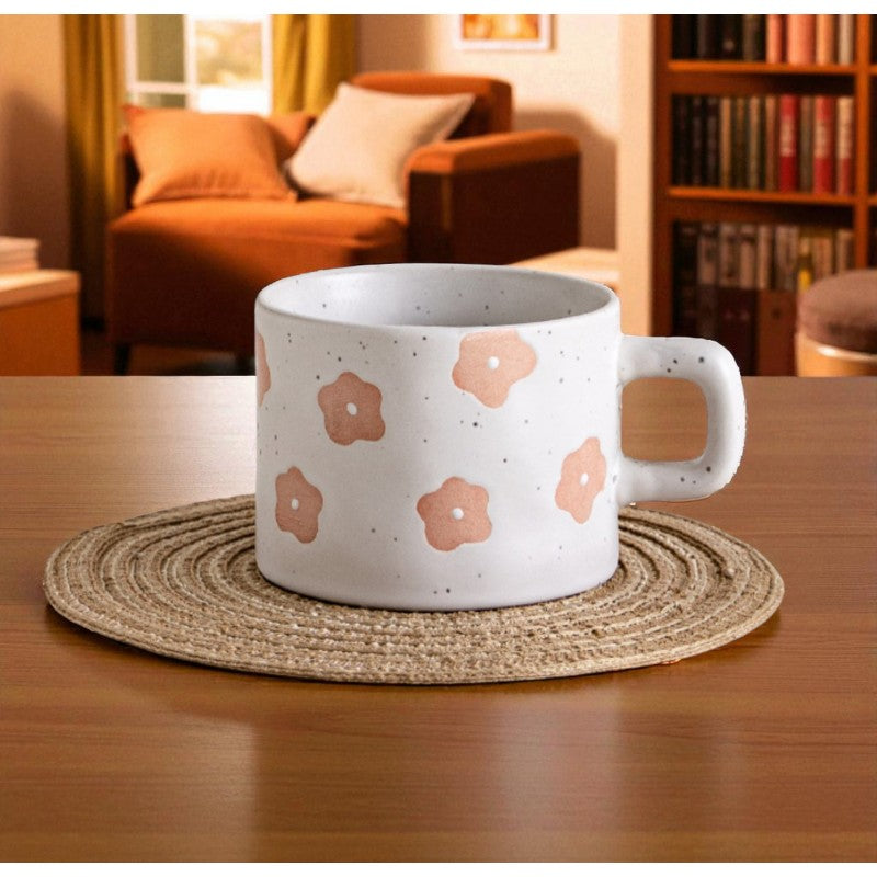 Kubek ceramiczny, kwiatowy wzór, 250ml - KB30