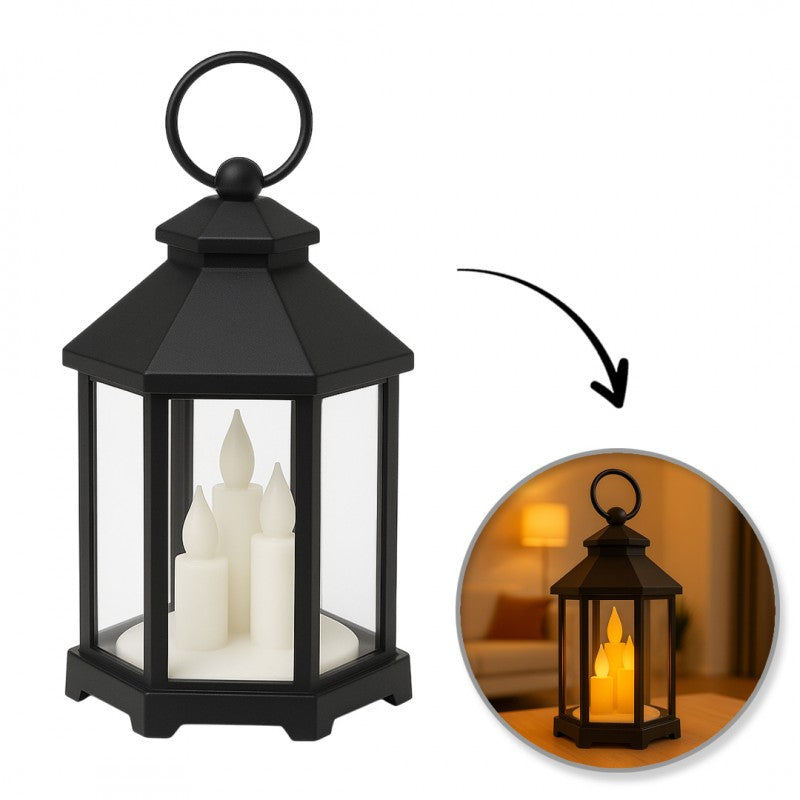 Lampion dekoracyjny LED z imitacją świec 12 x 21 cm - LAMP53CZ