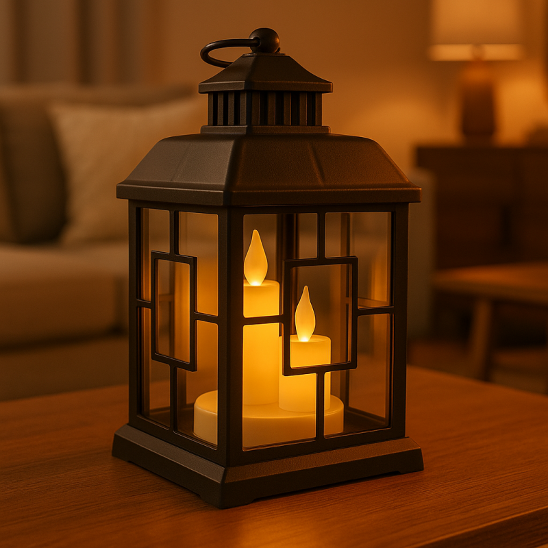Lampion dekoracyjny LED z imitacją świec 12 x 23 cm - LAMP54WZ1