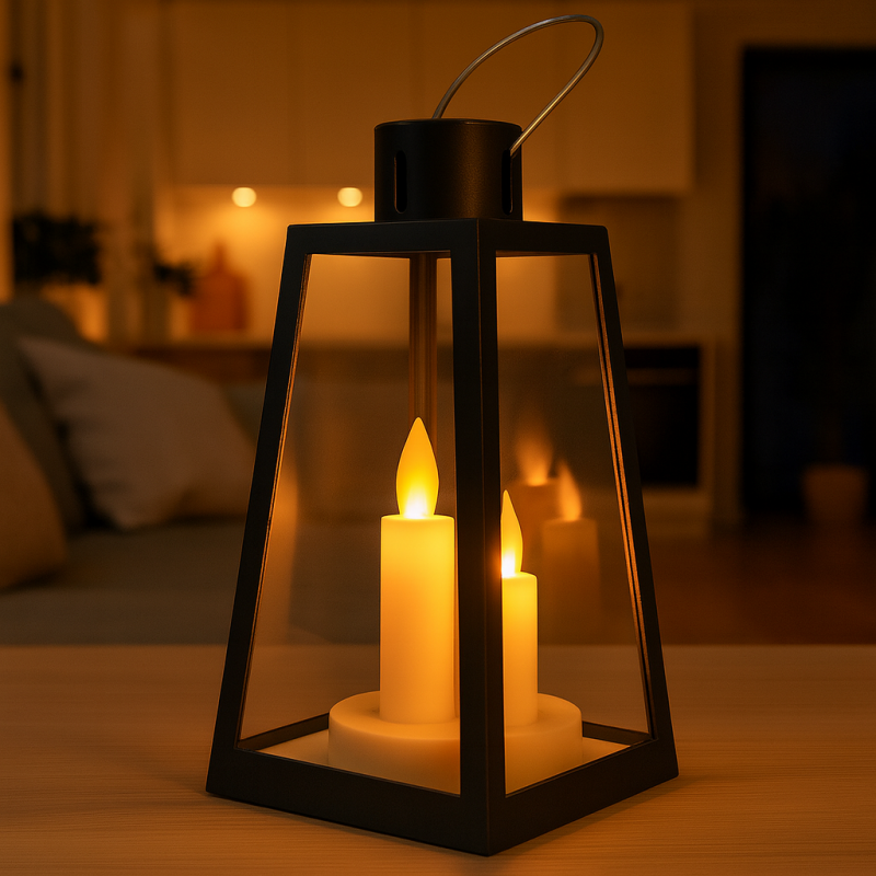 Lampion dekoracyjny LED z imitacją świec 11 x 22 cm - LAMP55