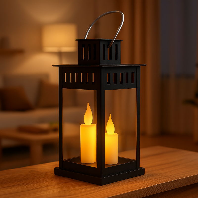 Lampion dekoracyjny LED z imitacją świecy 8 x 15 cm - LAMP57CZ