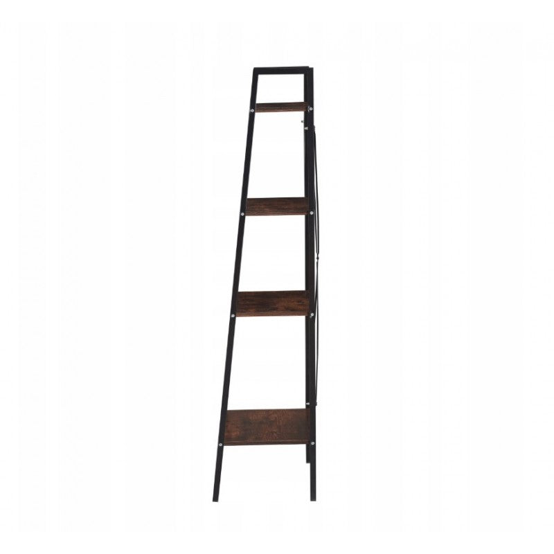 Loftowy wielofunkcyjny 4-poziomowy regał, czarny 60 x 35 x 147cm, blat brązowy SZ51BR