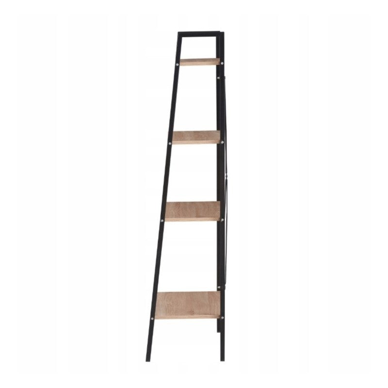 Loftowy wielofunkcyjny 4-poziomowy regał, czarny 60 x 35 x 147cm, blat jasny brąz SZ51JBR