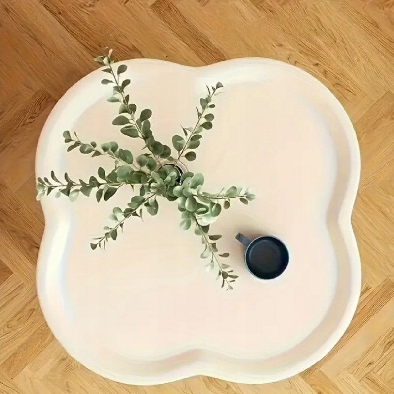 Mobilny stolik kawowy w kształcie koniczyny biały 37x37x46cm STL27B