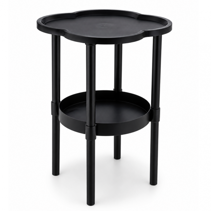 Mobilny stolik kawowy w kształcie koniczyny czarny 37x37x46cm STL27CZ