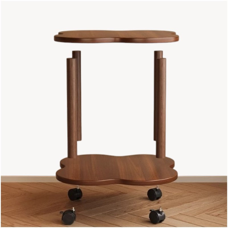 Mobilny stolik kawowy w kształcie koniczyny, orzechowy 60x60x48cm STL26