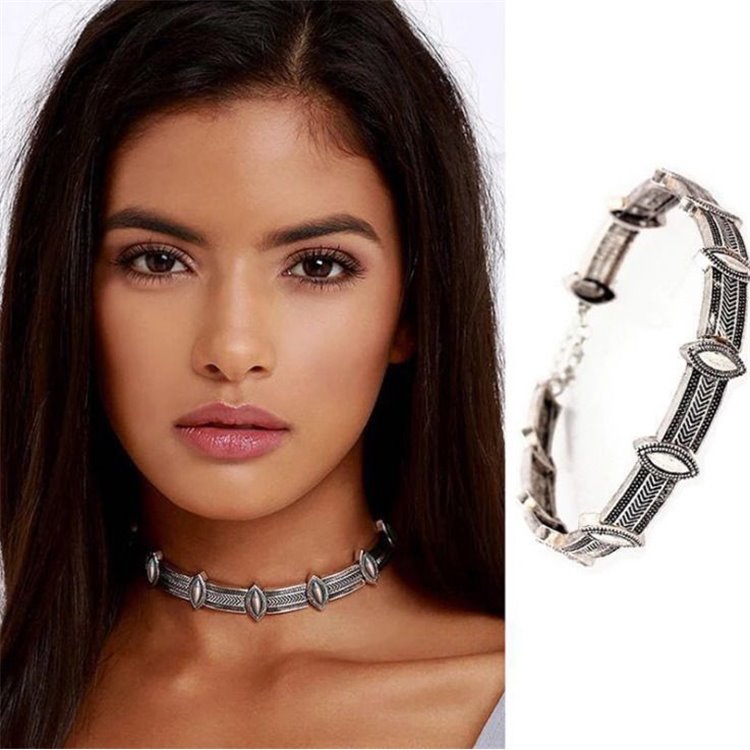 NASZYJNIK CHOKER METAL, BOHO, GRUBY N512