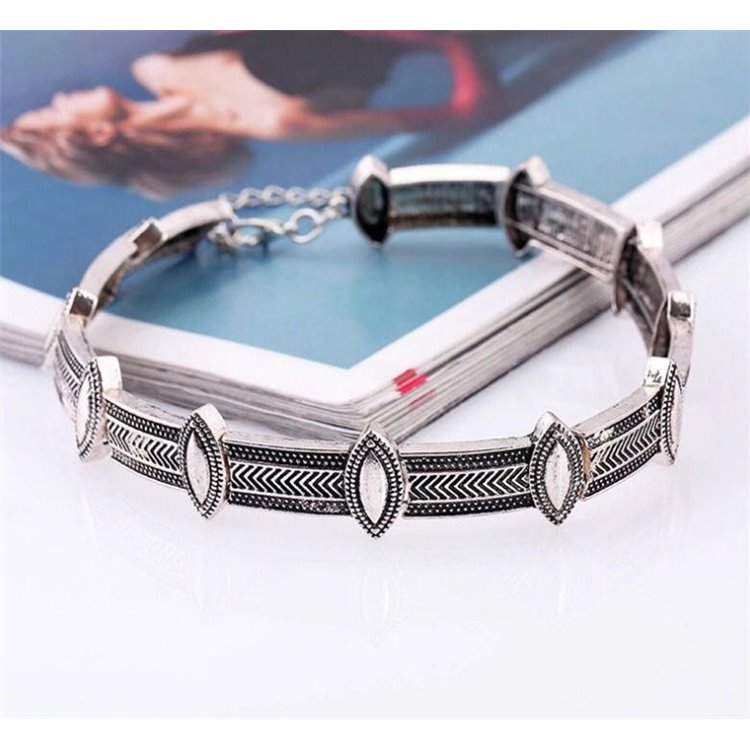 NASZYJNIK CHOKER METAL, BOHO, GRUBY N512