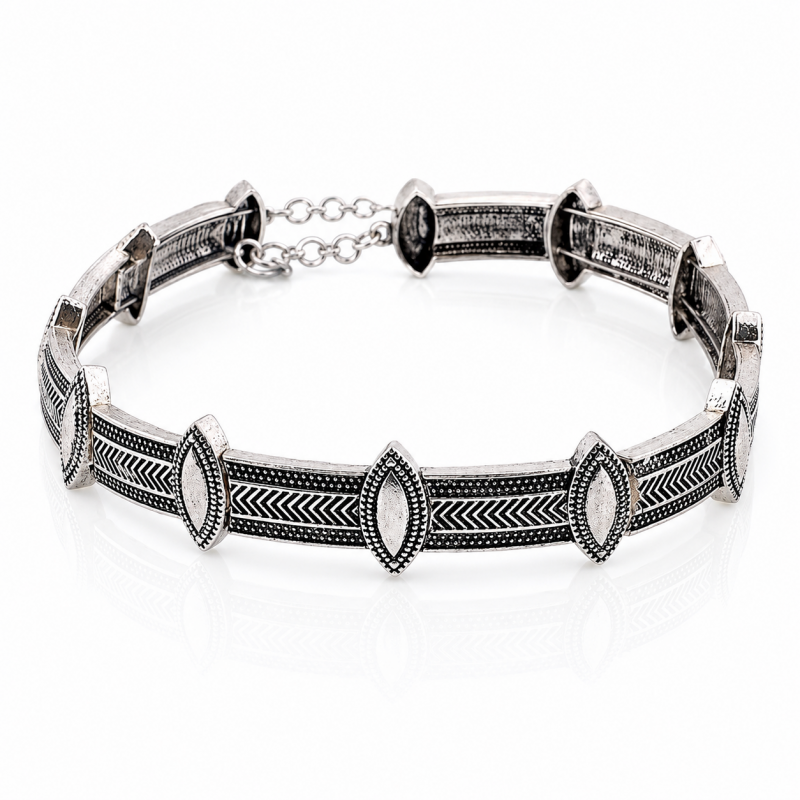 NASZYJNIK CHOKER METAL, BOHO, GRUBY N512