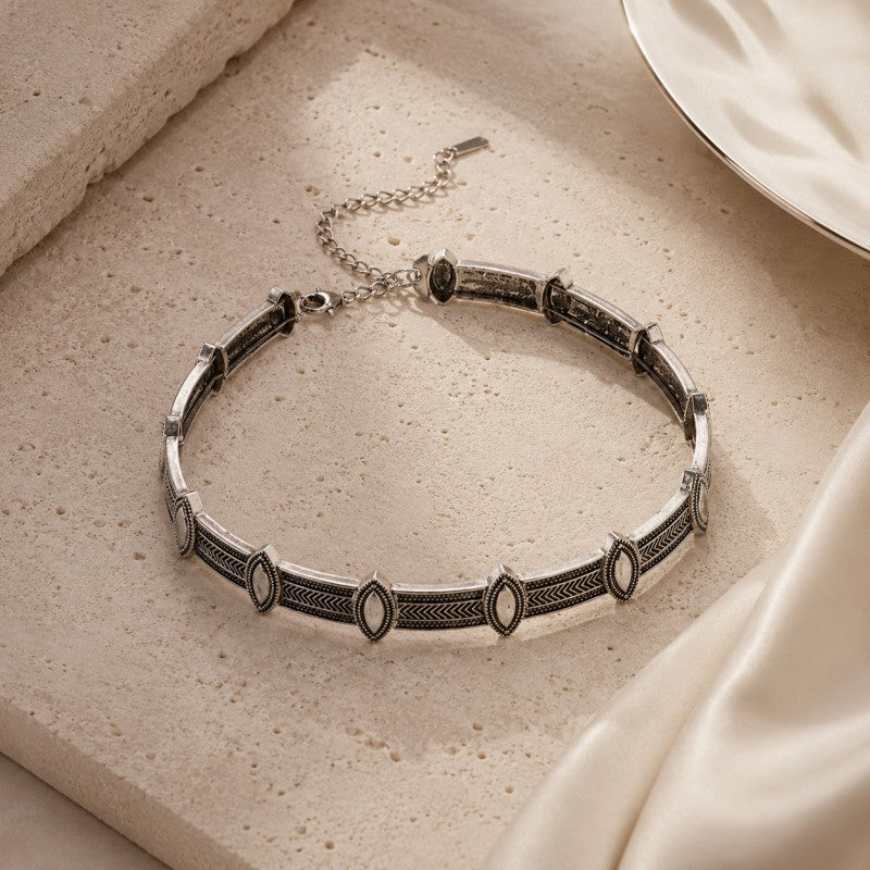 NASZYJNIK CHOKER METAL, BOHO, GRUBY N512