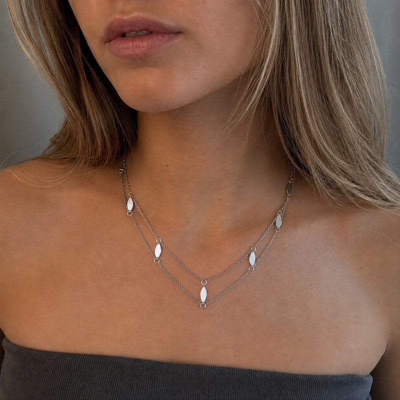 NASZYJNIK CHOKER podwójny, łezki srebrny N583S
