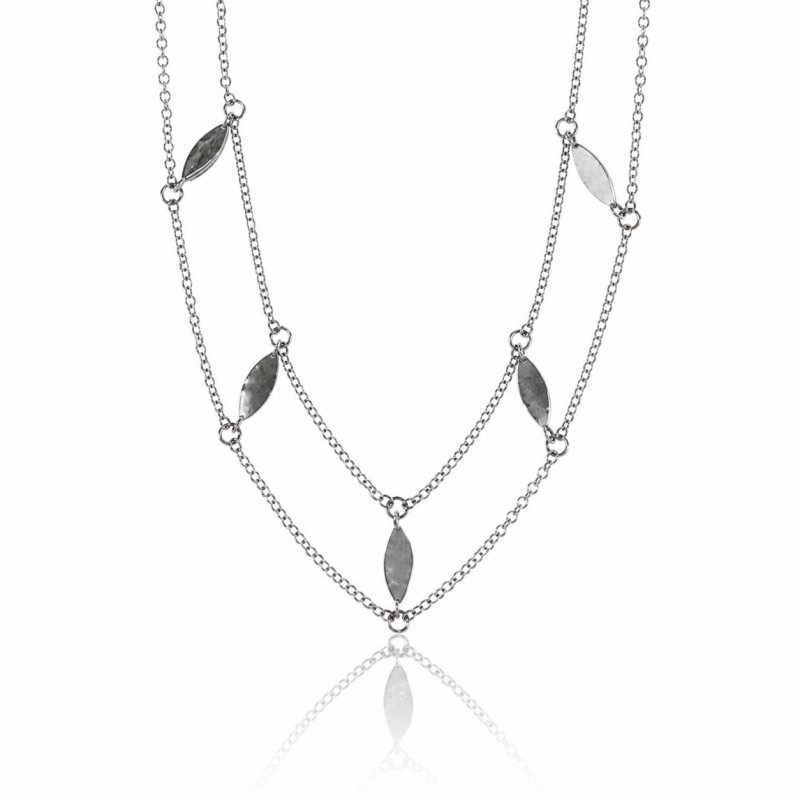 NASZYJNIK CHOKER podwójny, łezki srebrny N583S