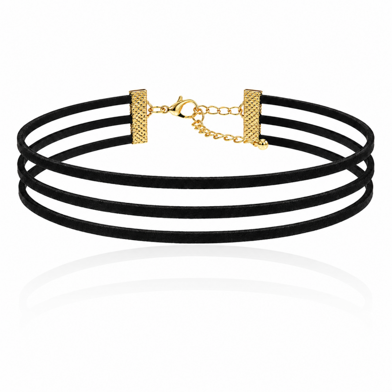 NASZYJNIK CZARNY MATOWY CHOKER POTRÓJNY N284