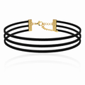 NASZYJNIK CZARNY MATOWY CHOKER POTRÓJNY N284