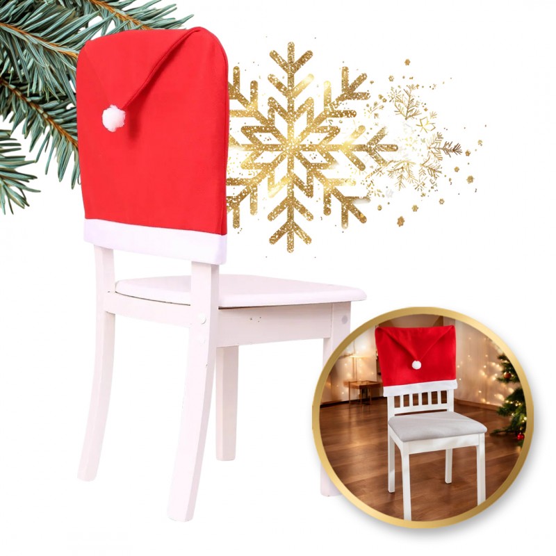 Pokrowiec na krzesło czapka Mikołaja 65cm x 50cm czerwona 1szt KSN69