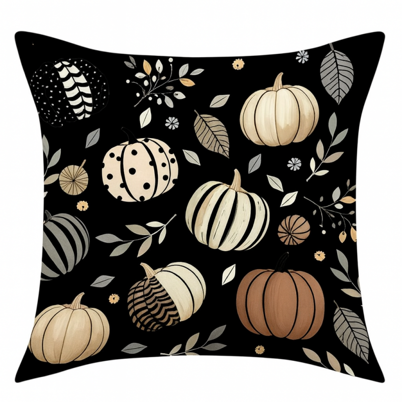 Poszewka na poduszkę 45x45cm piękny druk jesień, dynie - POD242