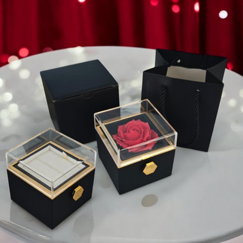 Pudełeczko Walentynkowe Rose Treasure Box na biżuterię mydlana Wieczna Róża Obrotowe PDOZ26CZ