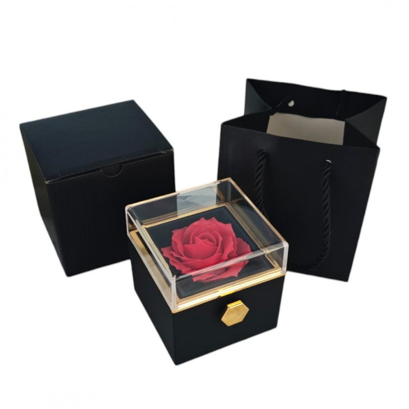Pudełeczko Walentynkowe Rose Treasure Box na biżuterię mydlana Wieczna Róża Obrotowe PDOZ26CZ