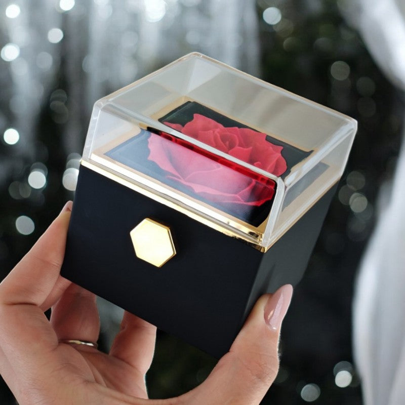Pudełeczko Walentynkowe Rose Treasure Box na biżuterię mydlana Wieczna Róża Obrotowe PDOZ26CZ