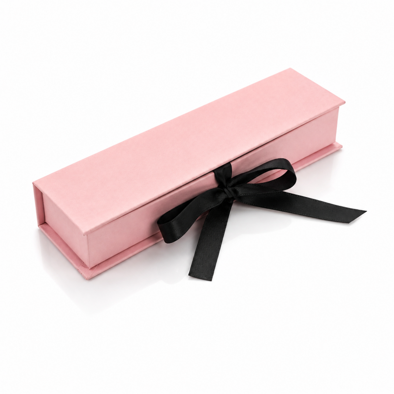 Pudełko prezentowe, ozdobne na bransoletki, 22x5,5x3cm różowy ze wstążką PDOZ30R