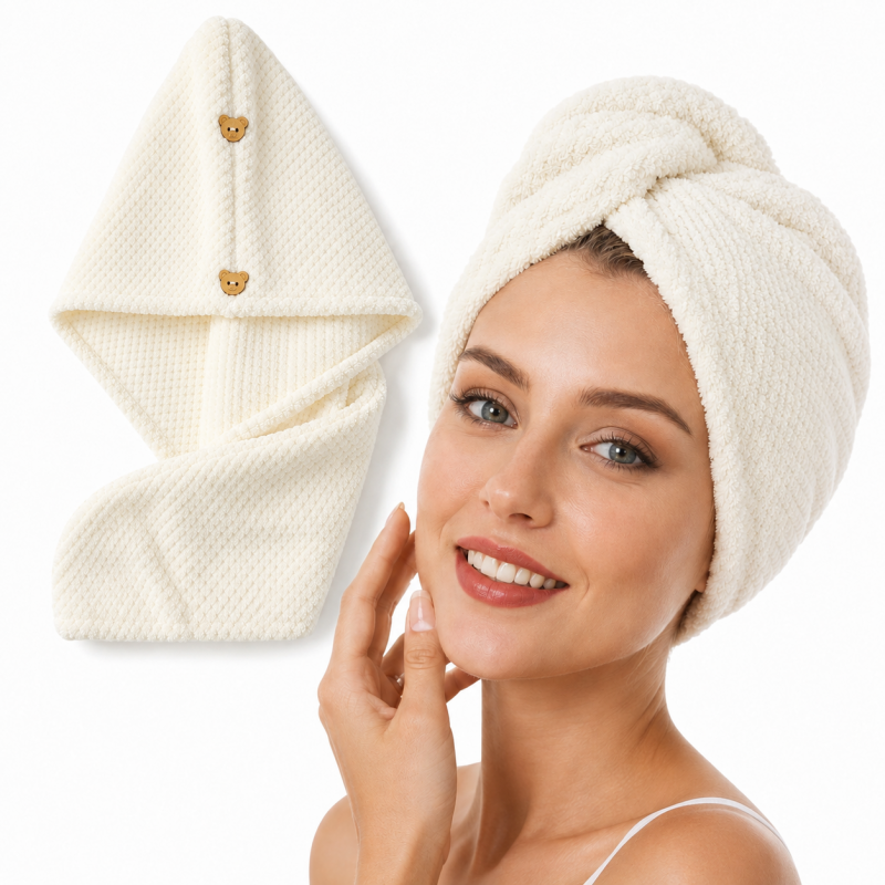 Ręcznik, kapturek, turban do włosów, bardzo chłonny, biały 65x25 cm REC60B