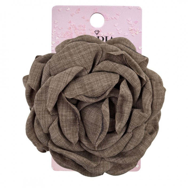 Spinka do włosów duża klamra XL kwiat róża brązowa 9cm SP288BR
