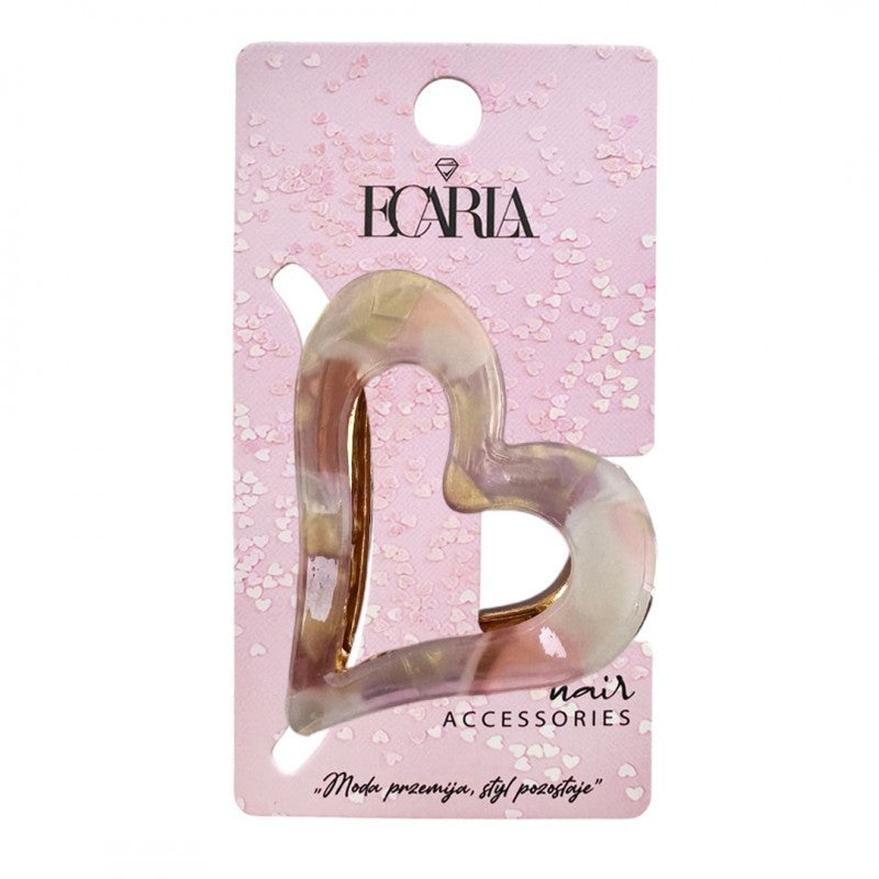 Spinka do włosów, klamra metalowa SERCE panterka kremowa 6cm SP341K