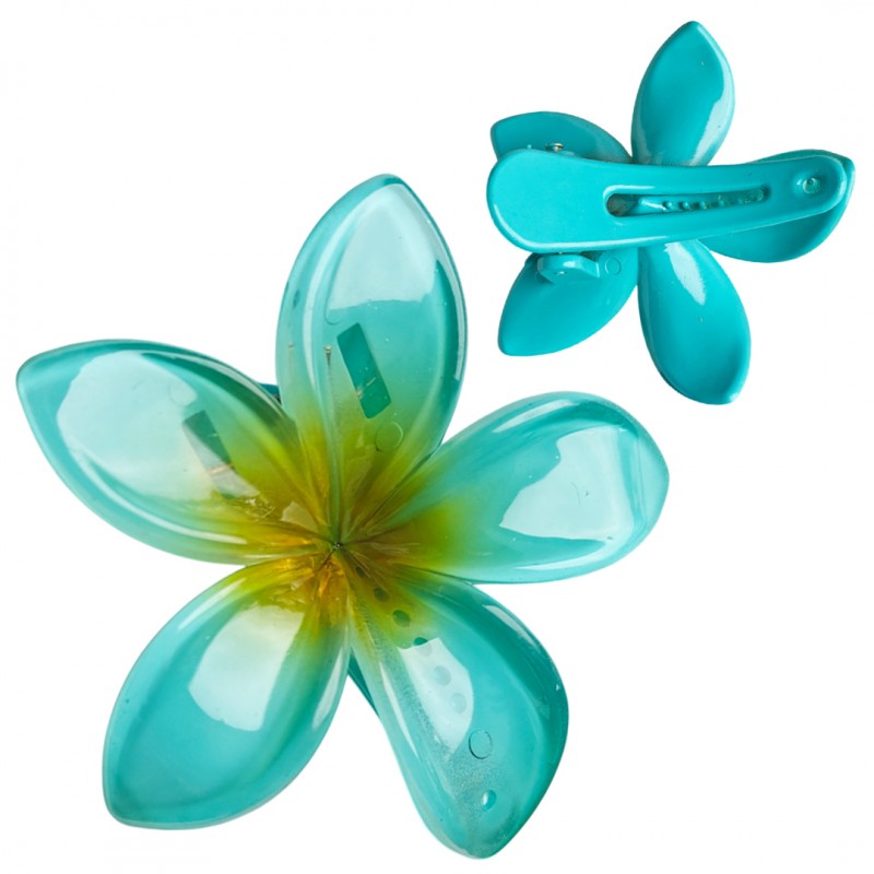 Spinka do włosów klamra XL KLIPS kwiat ombre niebieski 6 cm SP405