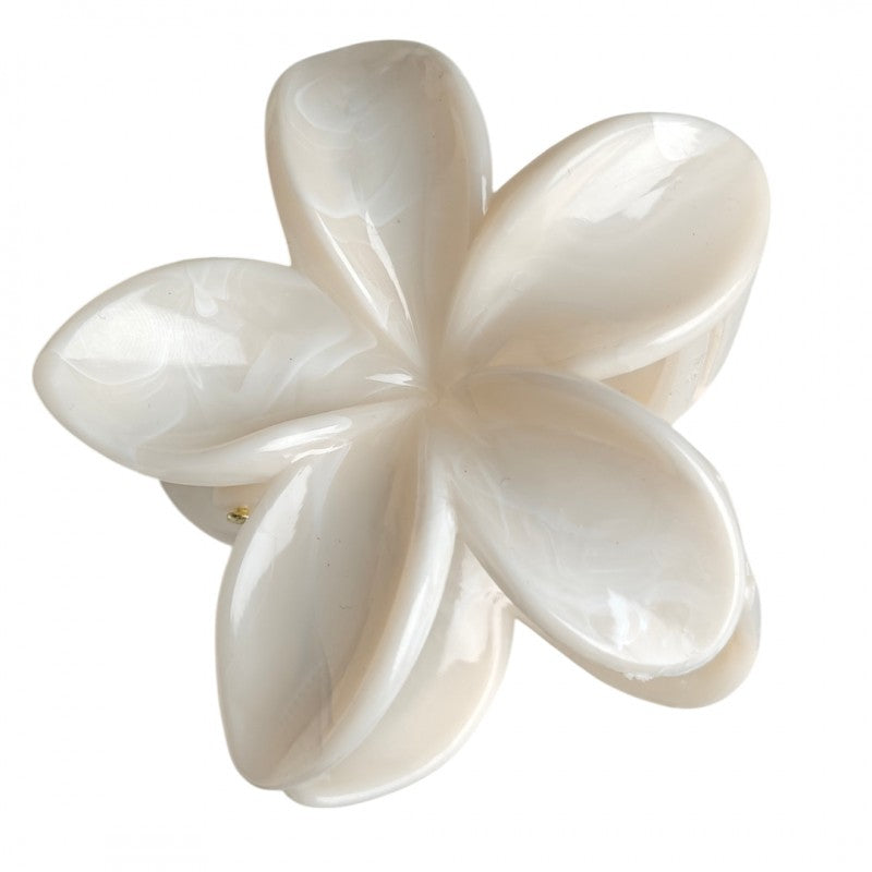 Spinka do włosów klamra XL kwiat, marmurek kość słoniowa 7,5 x 8cm SP407