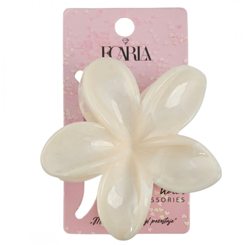 Spinka do włosów klamra XL kwiat, marmurek kość słoniowa 7,5 x 8cm SP407