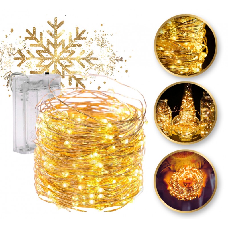 Światełka lampki na żyłce wewnętrzne 100 LED CIEPŁE BIAŁE LAMP24CB