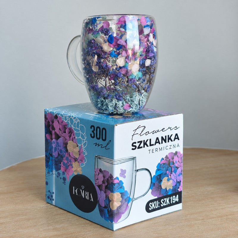 Szklanka termiczna z kwiatami w środku 300ml 1szt SZK194
