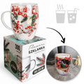 Szklanka termiczna z kwiatami w środku, akcenty świąteczne, śnieg 300 ml 1szt SZK198