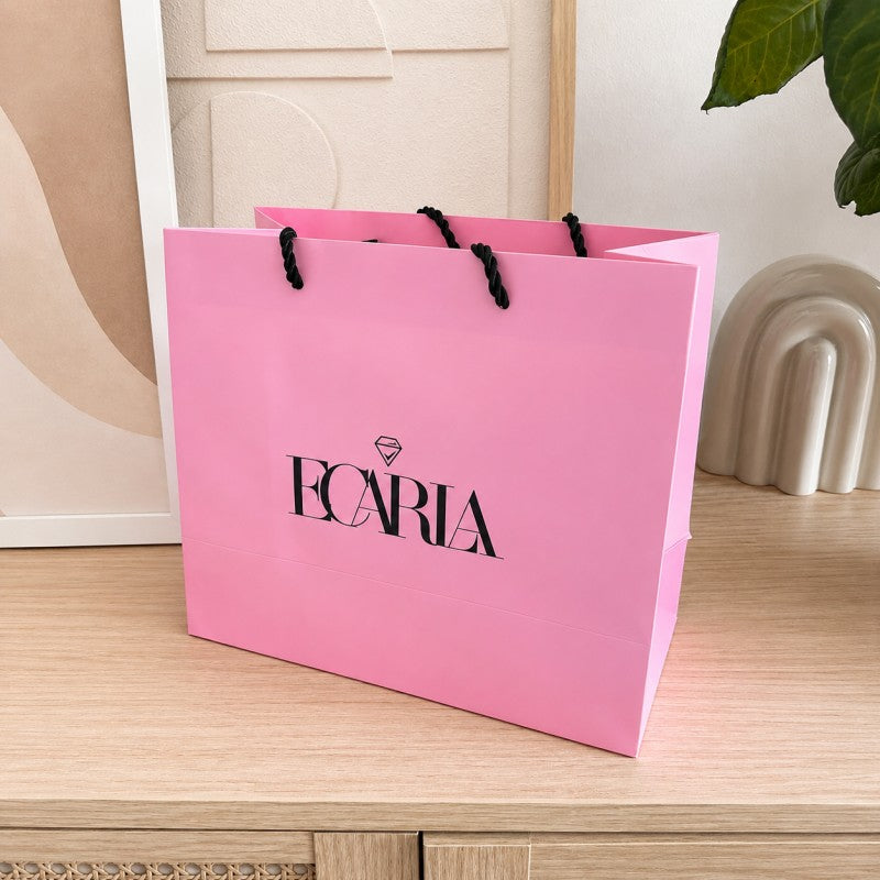 Torba ozdobna prezentowa, średnia 25x12x22cm powlekana matowa, różowa z logo GF06